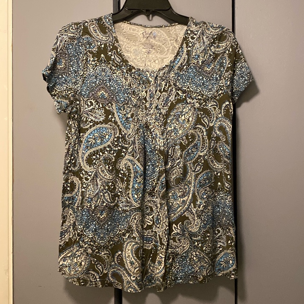 Croft & Barrow Gray and Blue Blouse, size small
